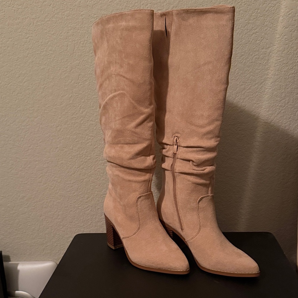 Block Heel Knee-High Boots